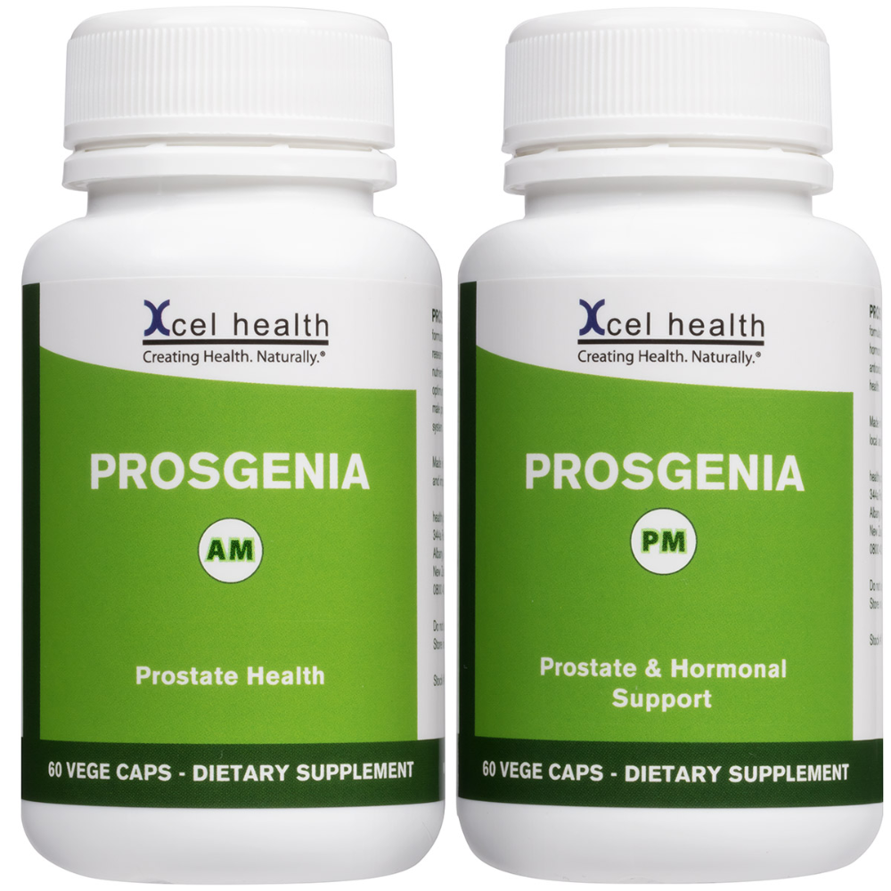 Prosgenia AM & PM (Xcel Health) supplement product packaging