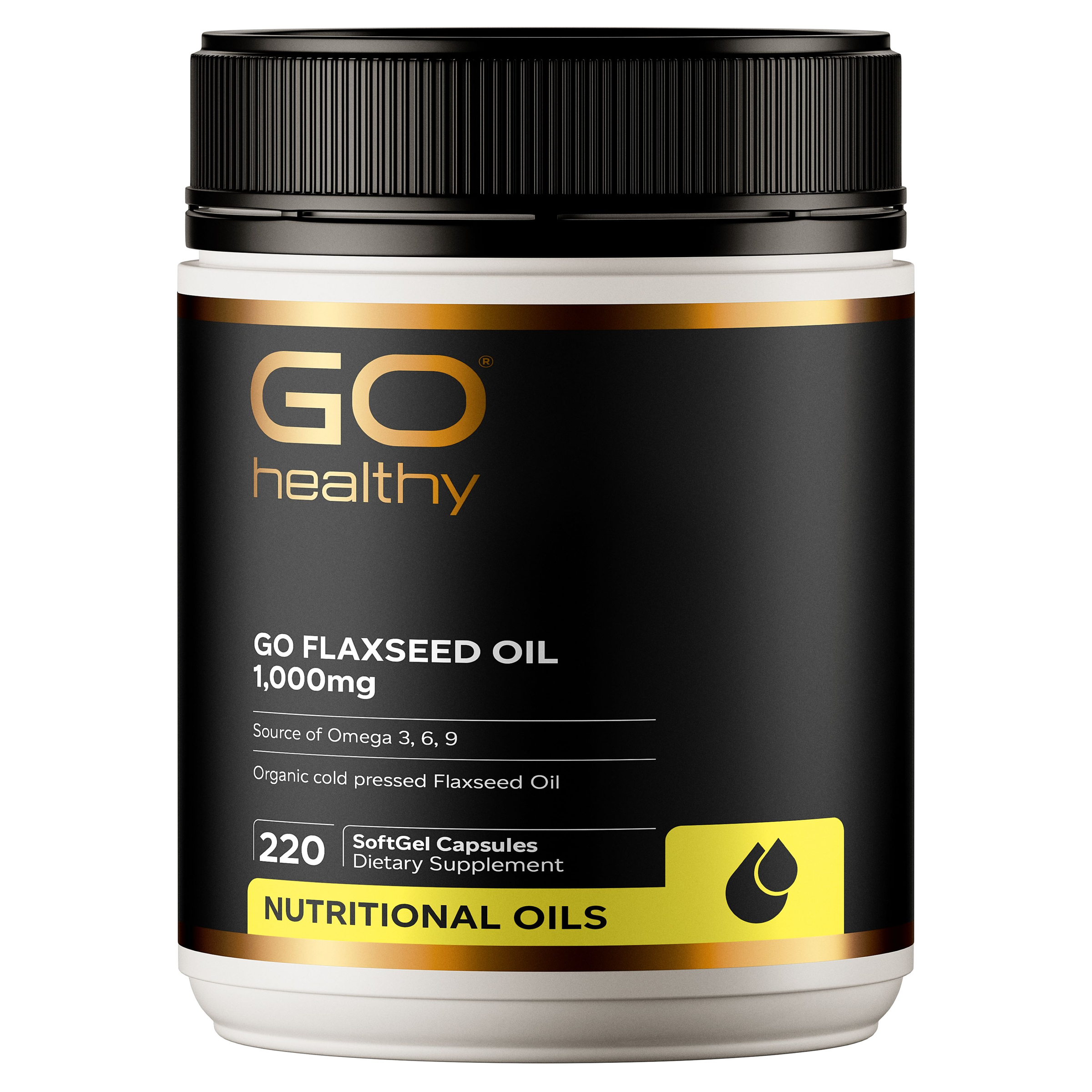 Flaxseed Oil Omega 3,6&9 Organic 1000mg (Go Healthy NZ) heart and circulation support supplement