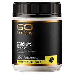 Evening Primrose Oil Omega 6 1000mg (Go Healthy NZ) supplement bottle front view
