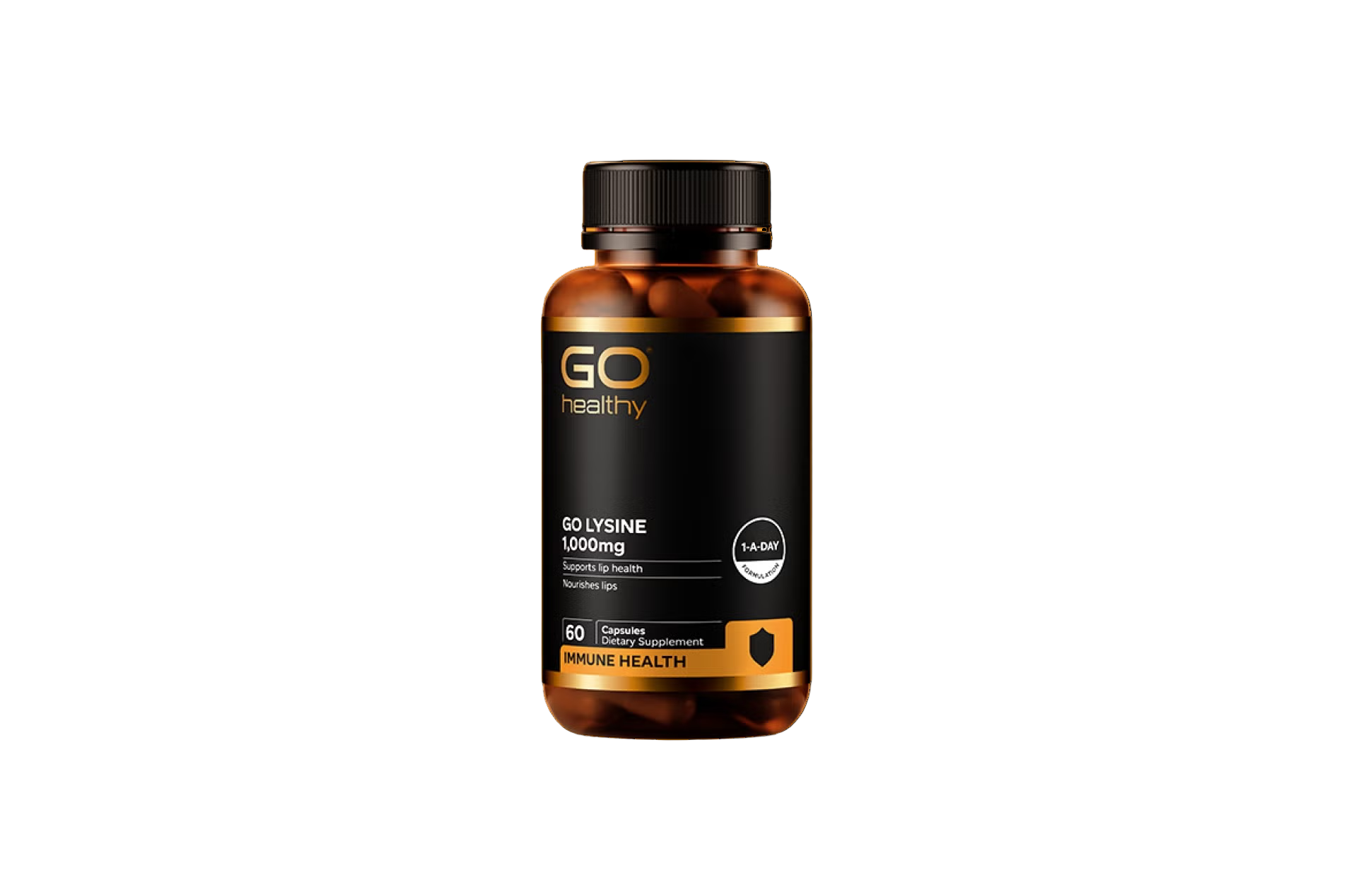 Go Lysine 1,000mg (Go Healthy NZ) supplement bottle front view