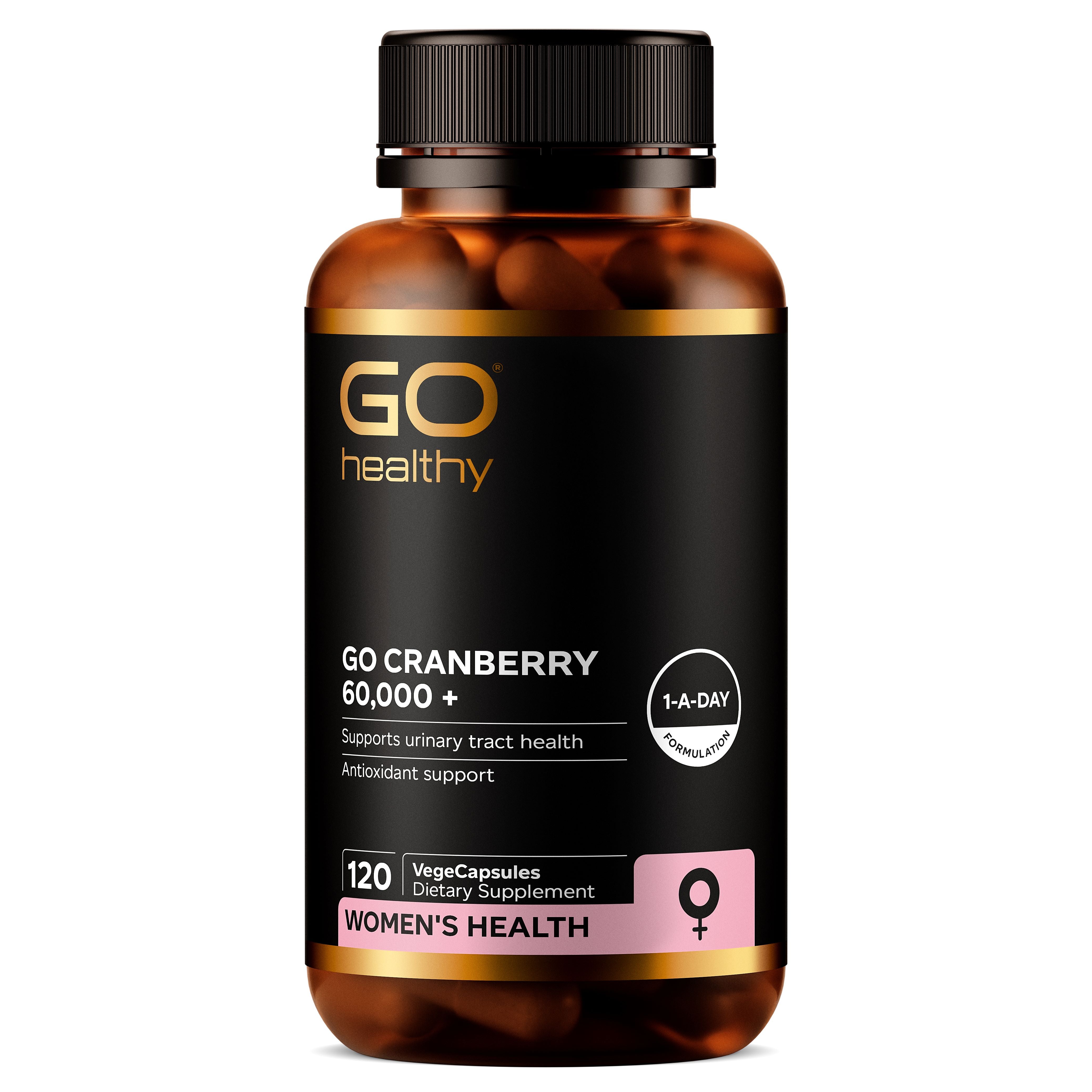 Cranberry 60,000+ (Go Healthy NZ) supplement product packaging