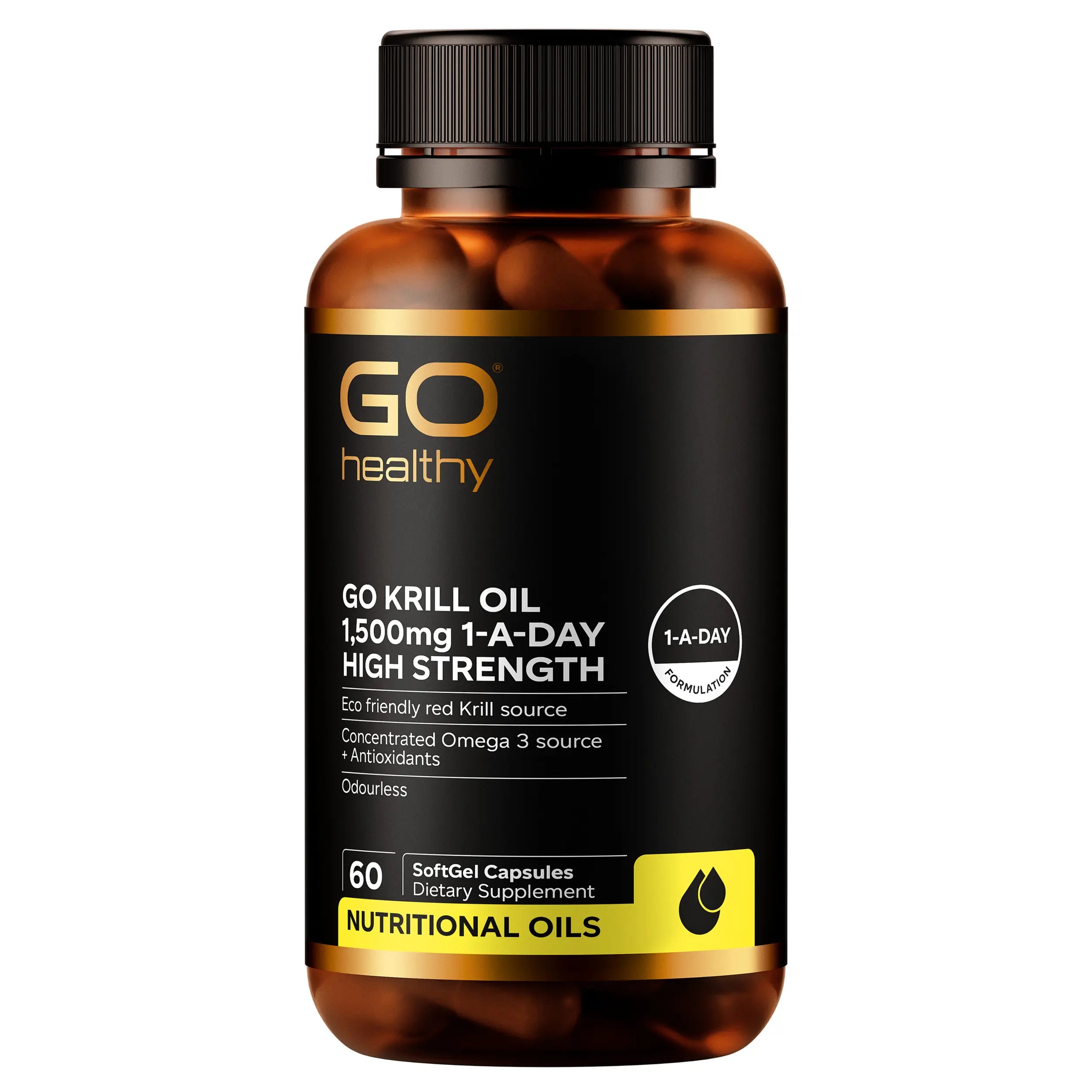 GO Healthy Krill Oil 1,500mg 1-a-day High Strength | Gold Health