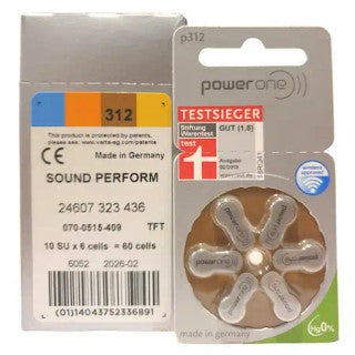 Power One Hearing Aid Batteries size 312 hearing aid battery pack