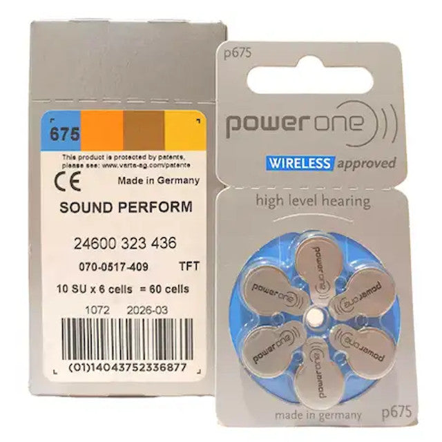 Power One Hearing Aid Batteries size 675 hearing aid battery pack