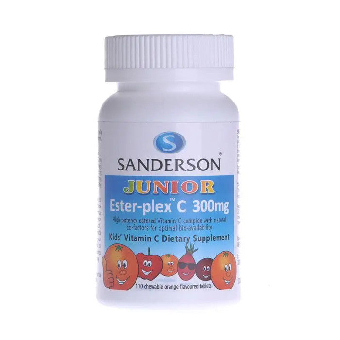 Junior Ester-plex C 300mg Orange Chewable (Sandersons) supplement product packaging