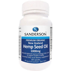 Hemp Seed Oil 1000mg (Sandersons) supplement product packaging