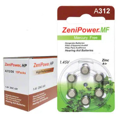 Zenipower Hearing Aid Batteries size 312 hearing aid battery pack
