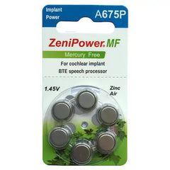 Zenipower Cochlear Implant Hearing Aid Batteries size 675P