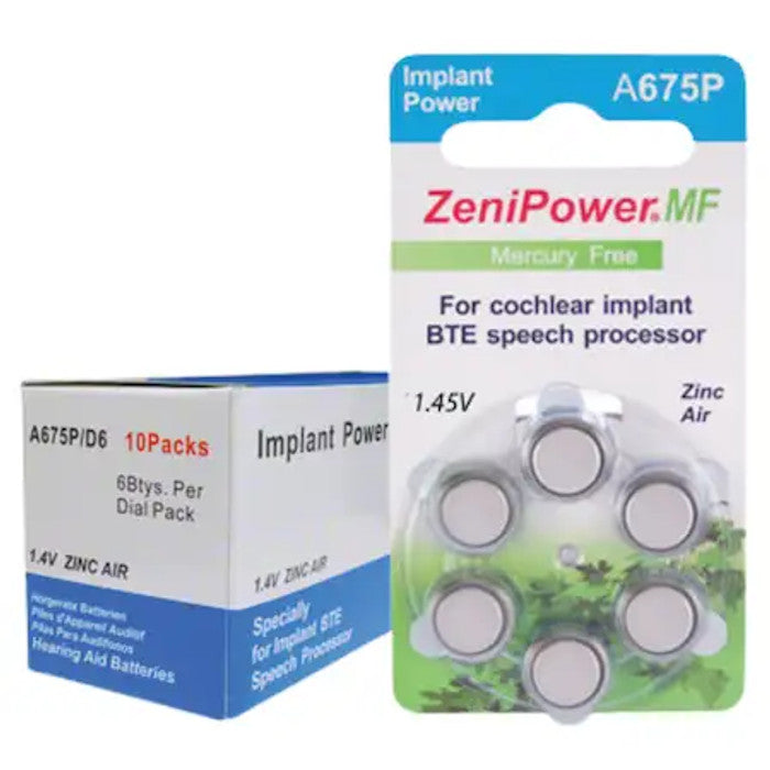 Zenipower Cochlear Implant Hearing Aid Batteries size 675P