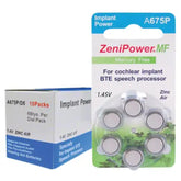 Zenipower Cochlear Implant Hearing Aid Batteries size 675P hearing aid battery pack