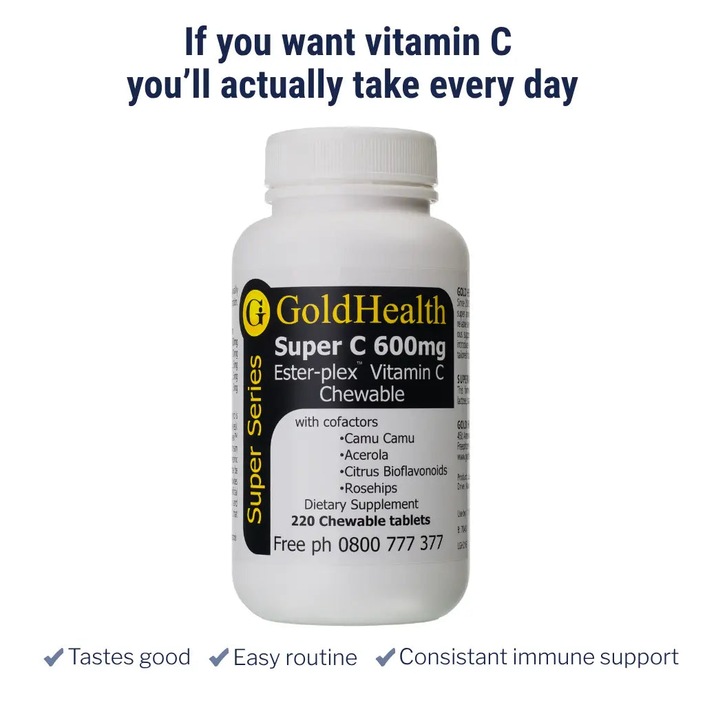 Super C 600 Chewable Vitamin C daily wellbeing supplement