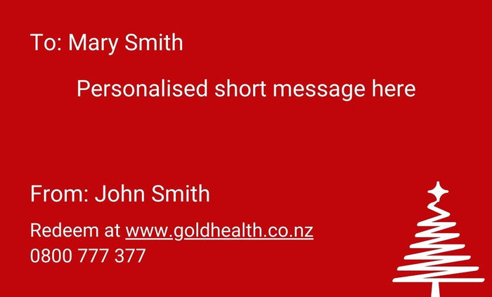 Gold Health Gift Card label and ingredient information