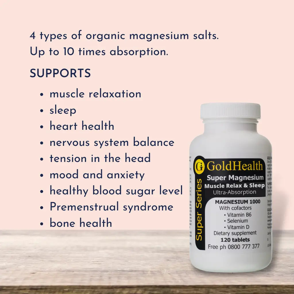 Super Magnesium 1000 Relaxation and Sleep features and benefits overview