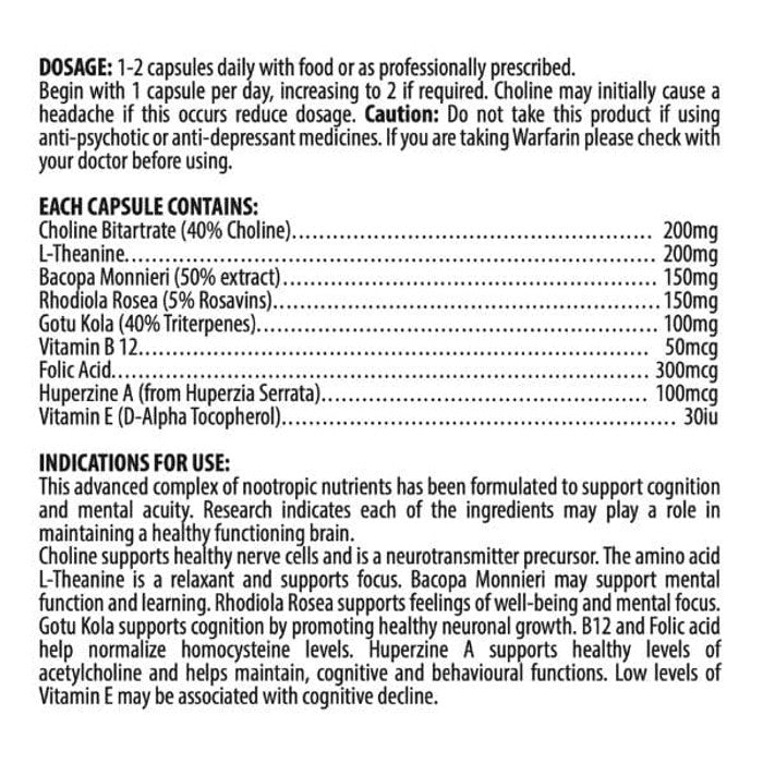 Brain Pack - Fish Oil + Vitamin B12 + Memory Support XP label and ingredient information