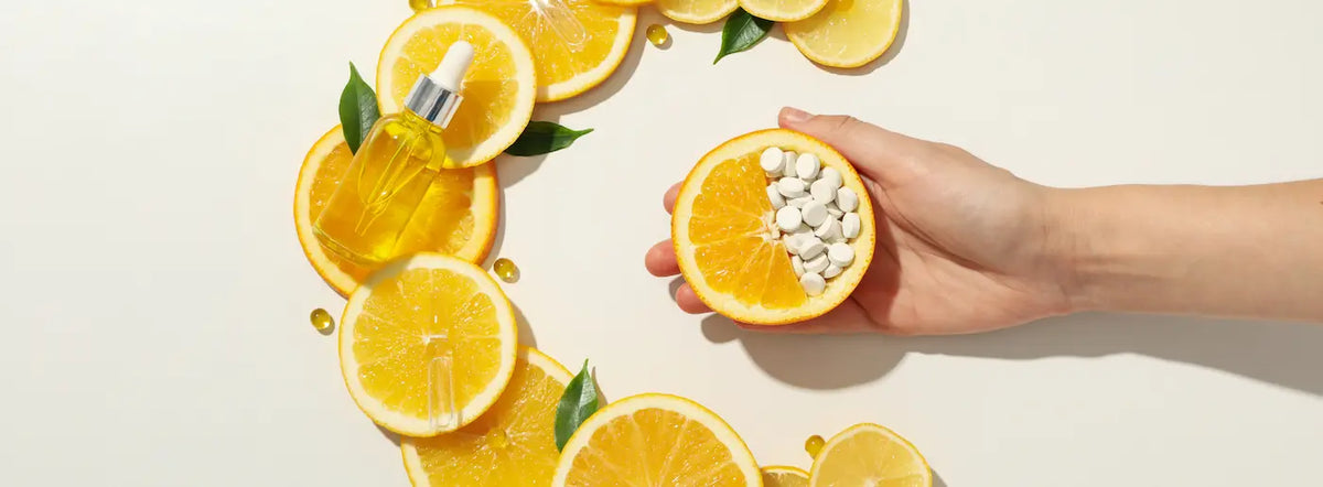 Older New Zealand adult checking a Vitamin C supplement label at breakfast while considering buffered Vitamin C for a sensitive stomach.