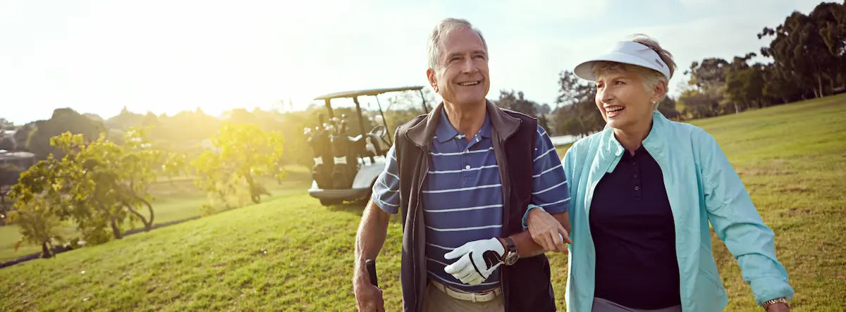 Active older New Zealander relaxing after walking, golf, gardening or gym exercise