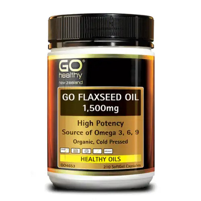 Flaxseed Oil 1500mg Omega 3,6&9 Organic (Go Healthy NZ)