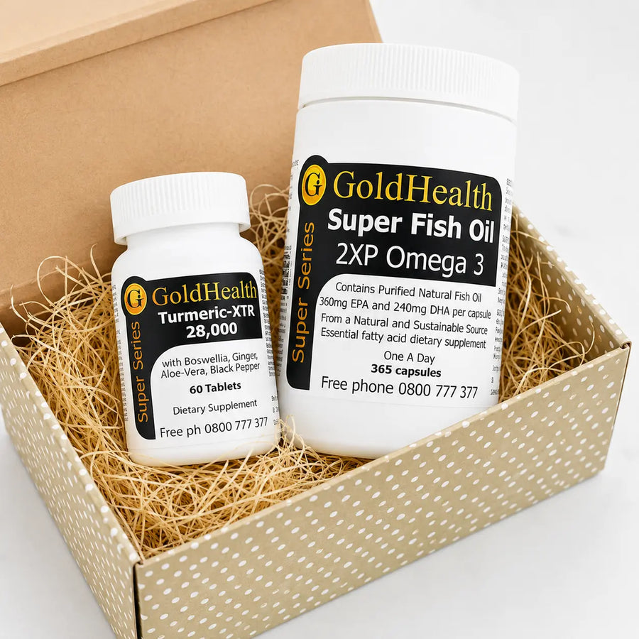 Gold Health circulation pack with fish oil and turmeric for heart circulation and antioxidant support