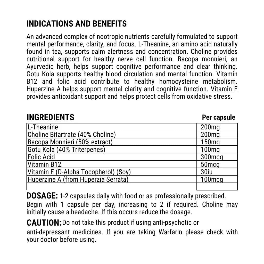 Gold Health Brain Support Twin Pack | Nutritional Panel | Shop Gold Health