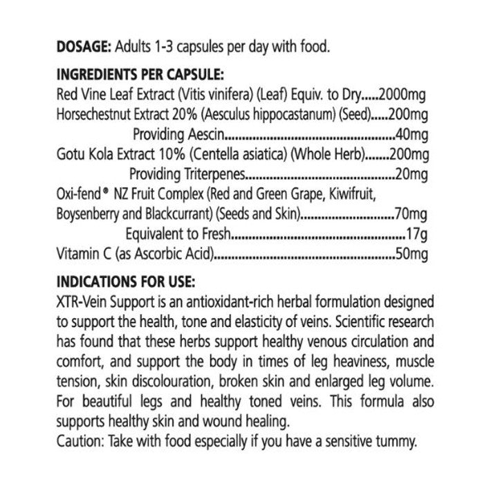 XTR-Vein Support with Red Vine Leaf and NZ Oxi-fend® Fruit Complex